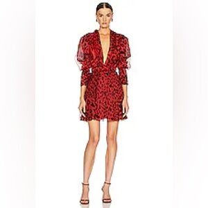 REDEMPTION‎ Draped Neck Leo Mini Dress